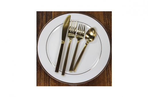 Arezzo-Brushed-Gold-Flatware-Grand Central Party Rental Nashville