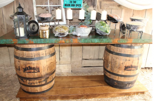 Whiskey Barrel Bar Rental for weddings, corporate events and parties